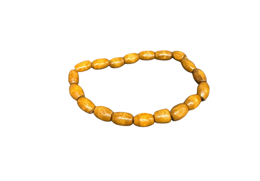 [P-HPA-O] Portuguese - handgemachtes Holzperlen Armband - ovale Perlen, natur