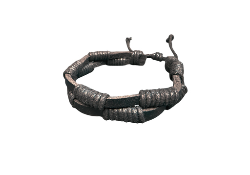 [P-LAW-S] Portuguese - handgemachtes Leder-Armband Wickelbindung - schwarz