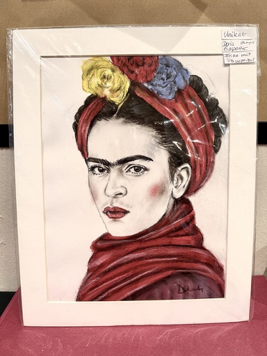 Doris Gaspartic - Unikat Zeichnung - Frida - mit Passepartout 29x37 cm