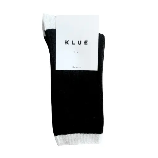 [KLWMNBWSCKBLCWHIT] Klue - Merino Wool Socks with Bands | Black and white