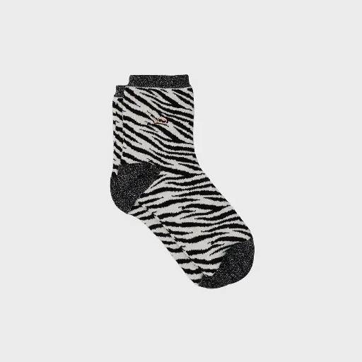 [FFL09] Billybelt - Baumwollsocken Zebra White Black glitter