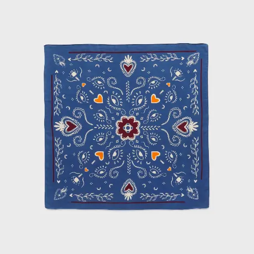 [WBC02] Billybelt - Bandana Bio-Baumwolle kleiner Schal LISE 70x70 cm - blau