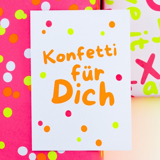 [2613211-4] Bow & Hummingbird - Postkarte - Konfetti für dich (Neon) - Recyclingpapier