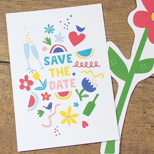 [2213183-1] Bow & Hummingbird - Postkarte - Save the date