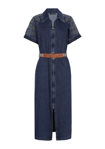 Caroline Biss - Kleid DENIM DRESS WITH REFINED STITCHING, Jeans Dark Blue