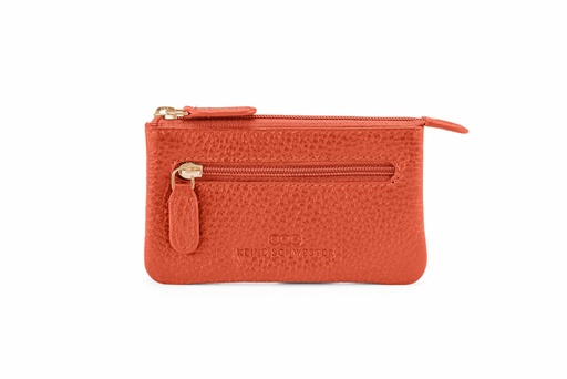 [24796] Duo-Schlüsseltasche | koralle | gold | genarbt