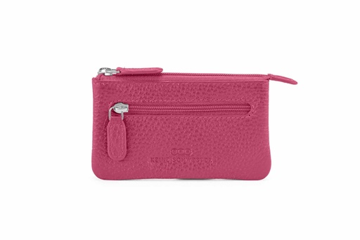 [24810] Duo-Schlüsseltasche | pink | silber | genarbt