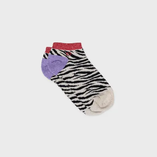 [SFW20] Billybelt - Baumwollsocken Zebra glitter ankle socks schwarz weiß