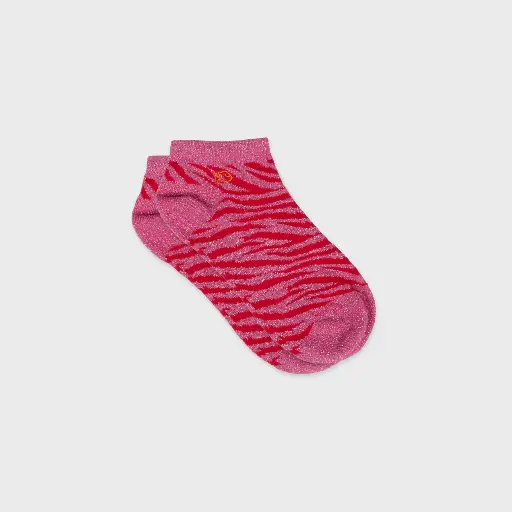 [SFW15] Billybelt - Baumwollsocken Zebra glitter ankle socks pink and red