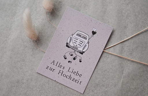 [MK_15] Saja - Gestempelte Postkarte - Alles Liebe zur Hochzeit (kleine Karte)
