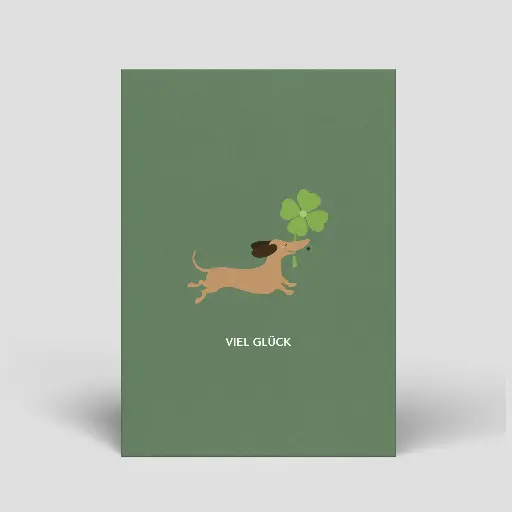 [PT0307] Naturbedacht - Postkarte - Dackel wünscht Glück (Viel Glück)