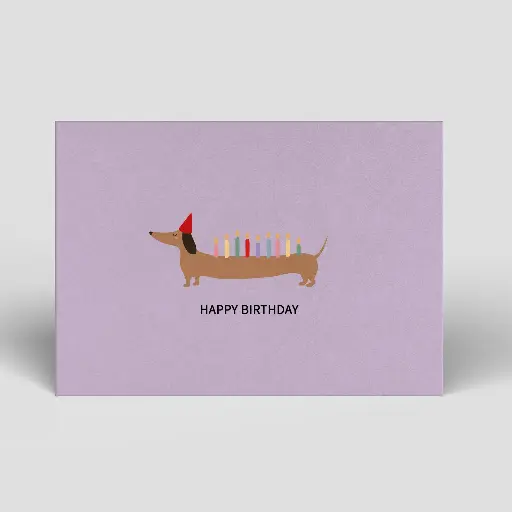 [PT0318] Naturbedacht - Postkarte - Dackel mit Kerzen (Happy birthday)