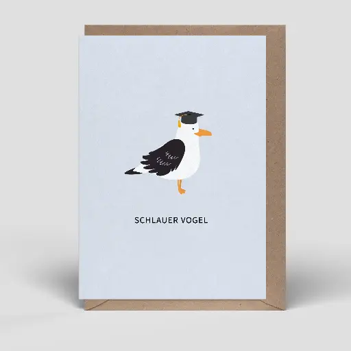 [DU0281] Naturbedacht - Grußkarte mit Umschlag - Schlauer Vogel