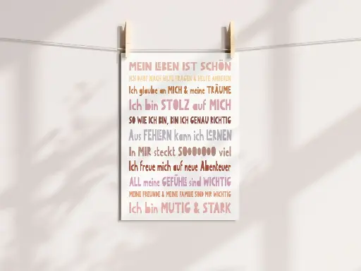 Modern Kids Art - Postkarte - Affirmationskarte Sweet Words (Mein Leben ist schön…)