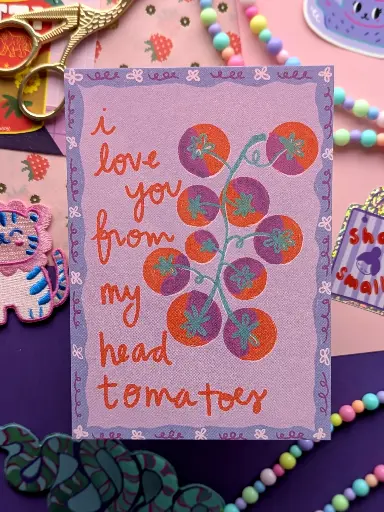 Studio Kumimi - Postkarte - I love you from my head tomatoes