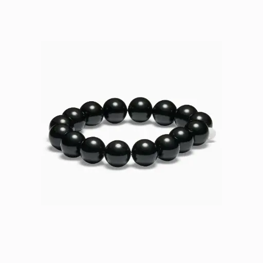 [BO-KA-12MM] Soï Copenhagen - Armband Chunky Black Onyx Stretch Bracelet 12mm - Grounding