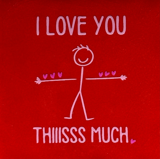 [09.10.26736] Yett tiles - Fliese/Untersetzer - I love you thiiisss much - rot/warmrosa/knallrosa