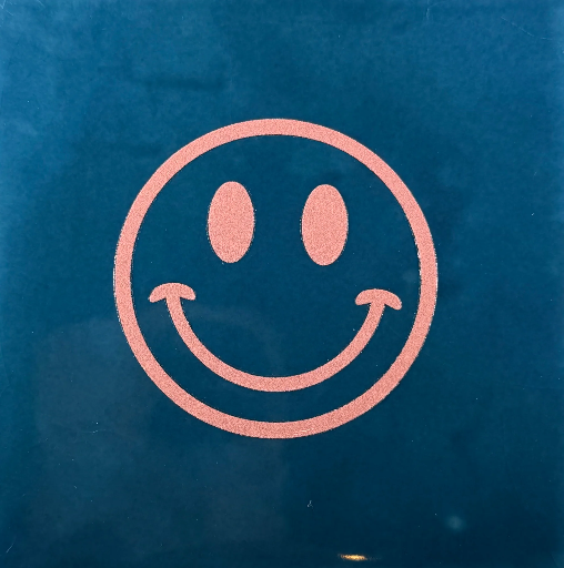 [19.10.26275] Yett tiles - Fliese/Untersetzer - Smiley - dunkelblau/lachs