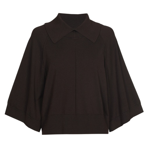 Caroline Biss - SHORT PULLOVER WITH KIMONO SLEEVE coffee