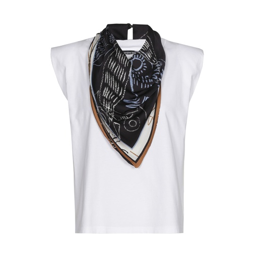 Caroline Biss - COTTON T-SHIRT WITH ATTACHED SCARF white (multi colour)