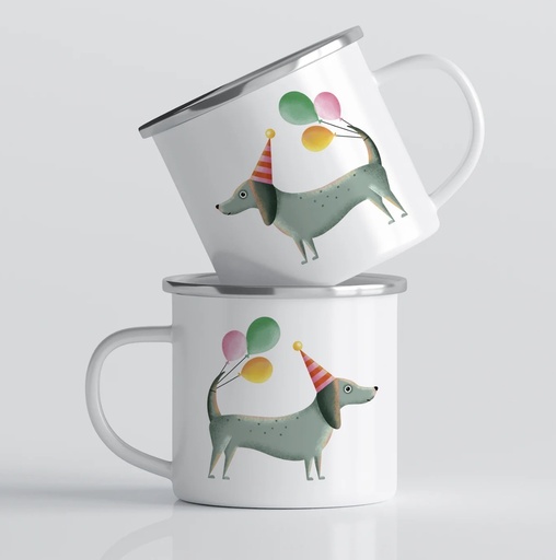 Luckycatstudio - Tasse Emaille - Partydackel
