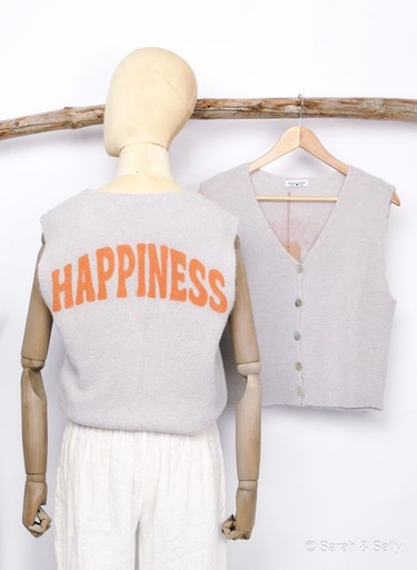 [CL-WP-Hellgrau] Alpaka Weste Happiness - Hellgrau