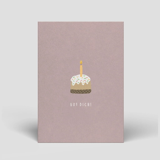 [PT0029] Naturbedacht - Postkarte - Auf Dich - Geburtstag (Kuchen mit Kerze) 
