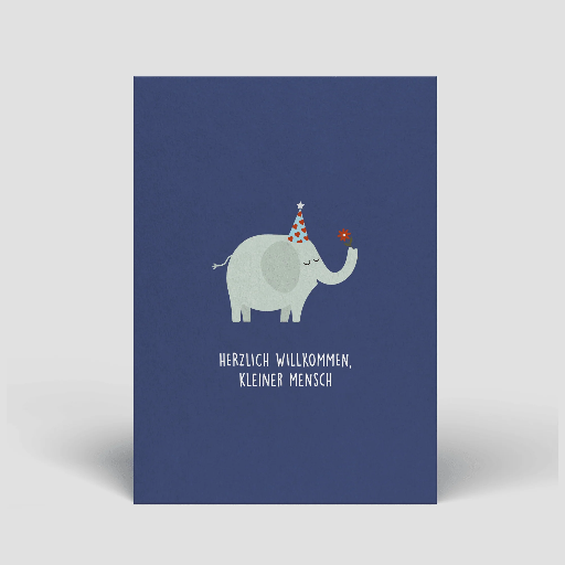 [PT0090] Naturbedacht - Postkarte - Herzlich willkommen kleiner Mensch (Elefant) 