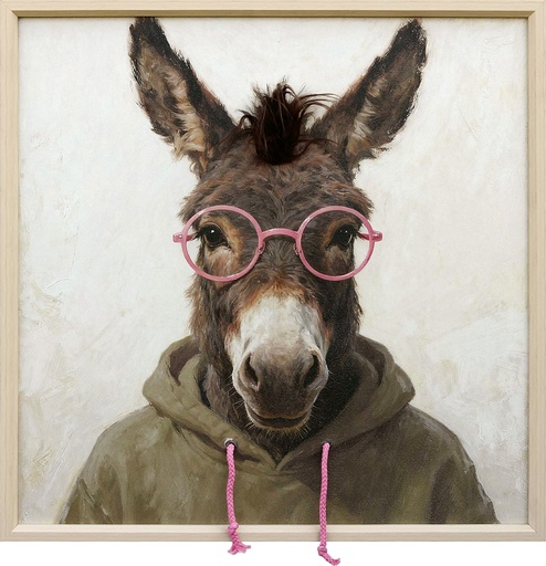 [340031] Gerahmtes Acrylgemälde Kunstfell DONKEY STUDENT 60x60cm