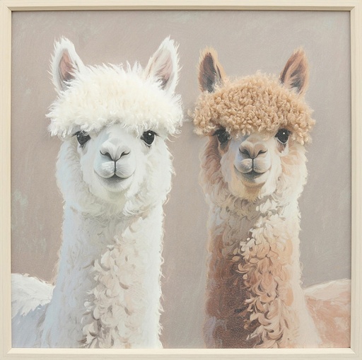 [340051] Gerahmtes Acrylgemälde Kunstfell BEST LAMA BUDDIES 60x60cm