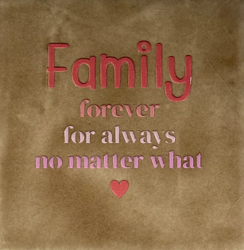 [06.10.27469] Yett Tiles - Fliese/Untersetzer - Family forever for always no matter what - taupe/combi