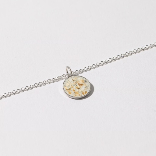 [4260664525165] Hartgut Buntbeton - Anhänger 13mm und Kette - Silberfassung - Muschelbeton - Auster