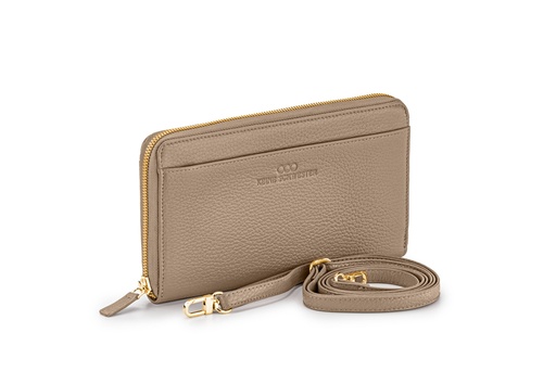 [4905] tragbar soft | taupe | gold | genarbt