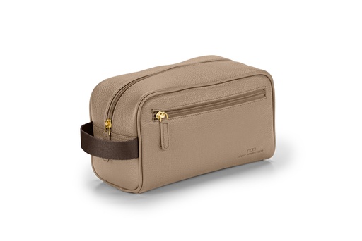 [12005] Waschtasche | taupe | braun | gold | genarbt