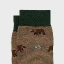 Billybelt - Baumwollsocken Animal BEAR gestreift - light brown, green