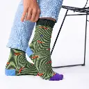 Billybelt - Baumwollsocken Animal FOX gestreift - green 