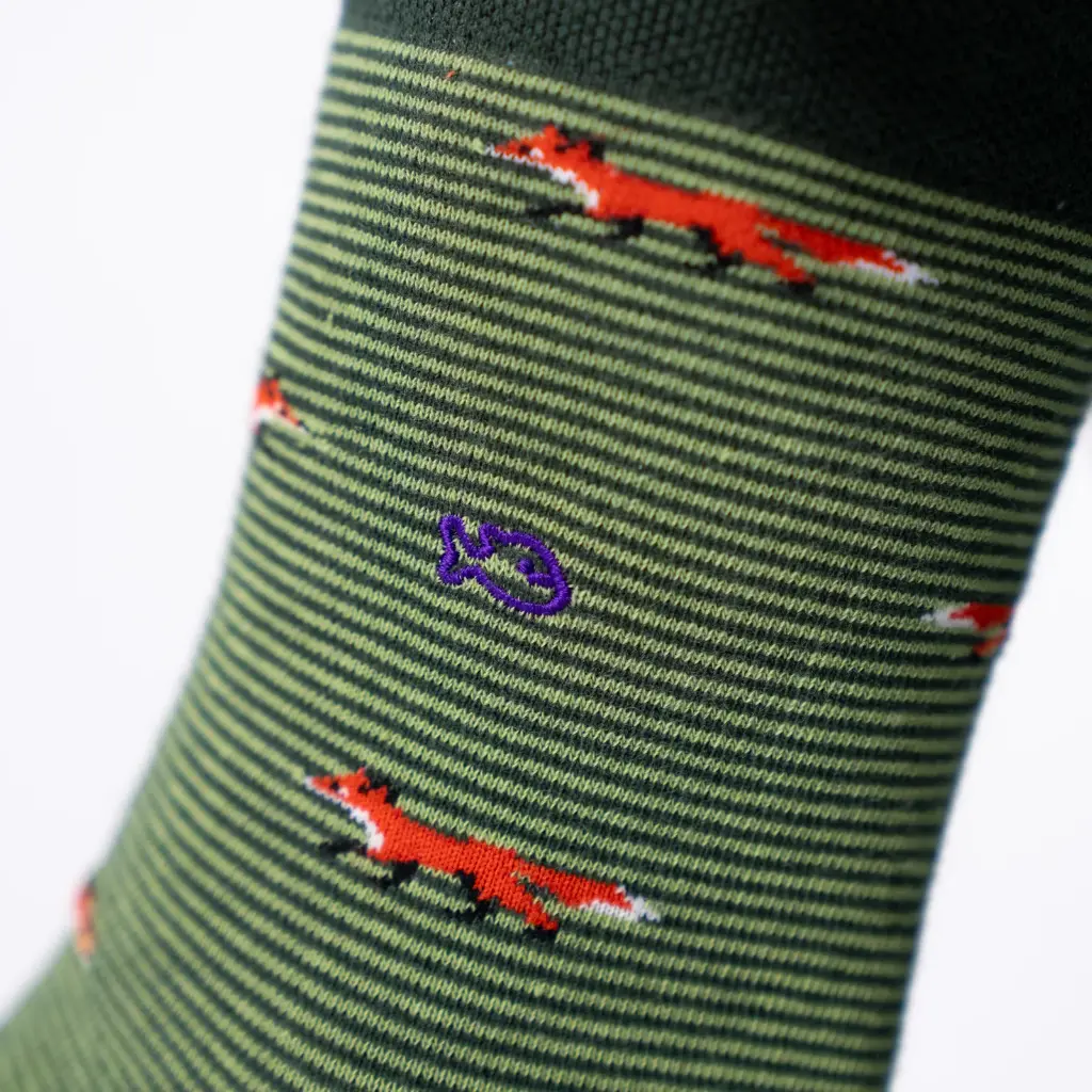 Billybelt - Baumwollsocken Animal FOX gestreift - green 