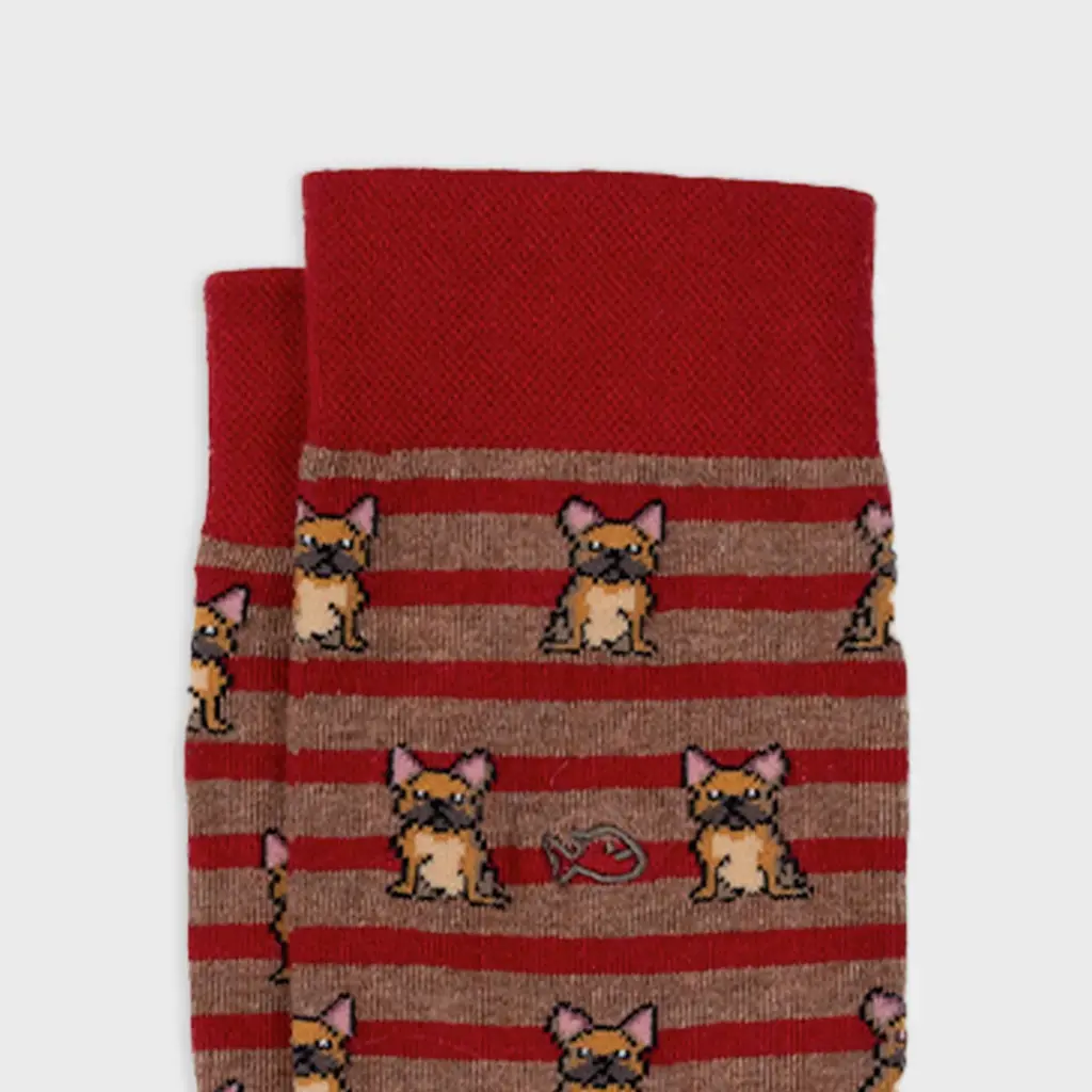 Billybelt - Baumwollsocken Animal MARCEL gestreift - red, light brown