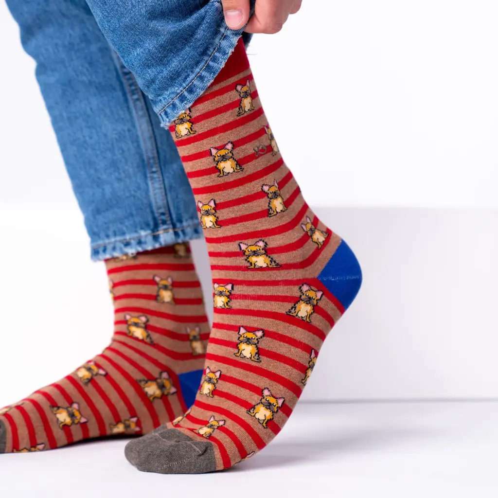 Billybelt - Baumwollsocken Animal MARCEL gestreift - red, light brown