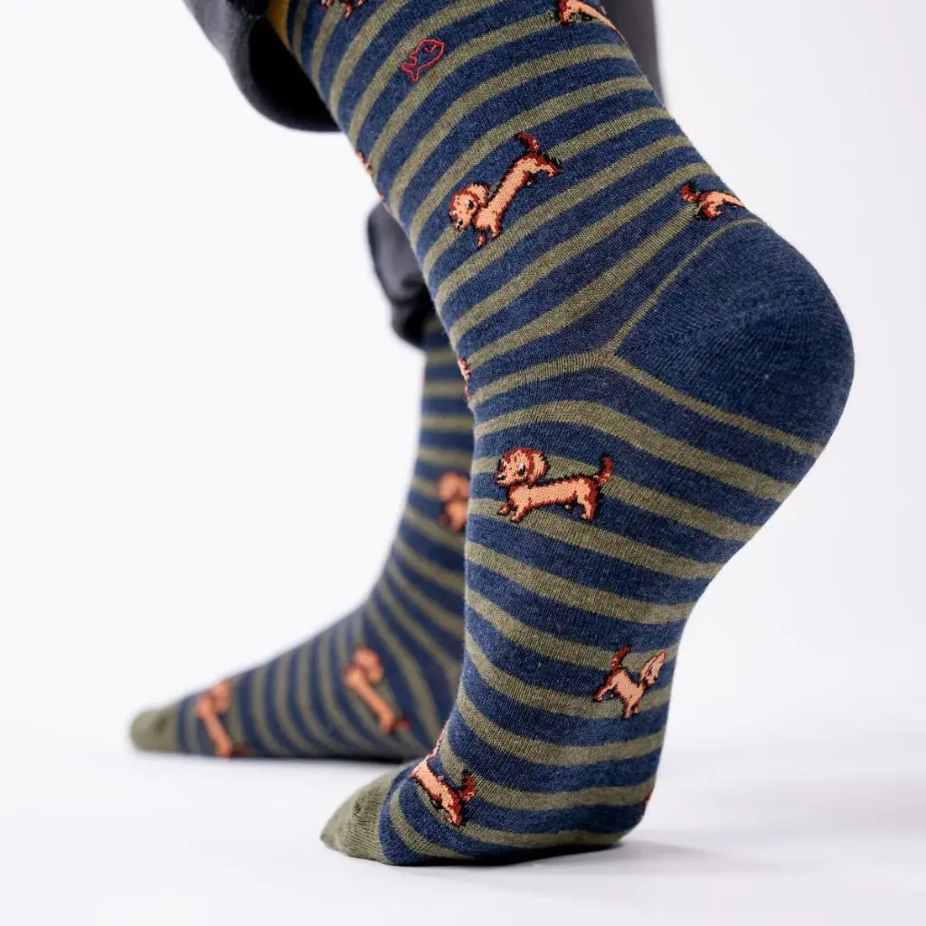 Billybelt - Baumwollsocken Animal TECKEL gestreift - navy blue khaki
