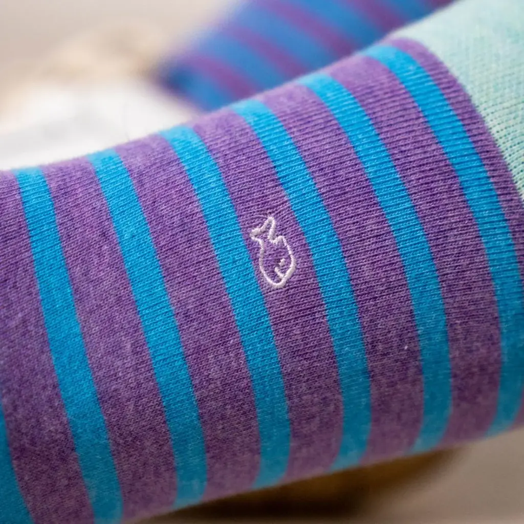 Billybelt - Baumwollsocken wide striped gestreift - purple, light blue