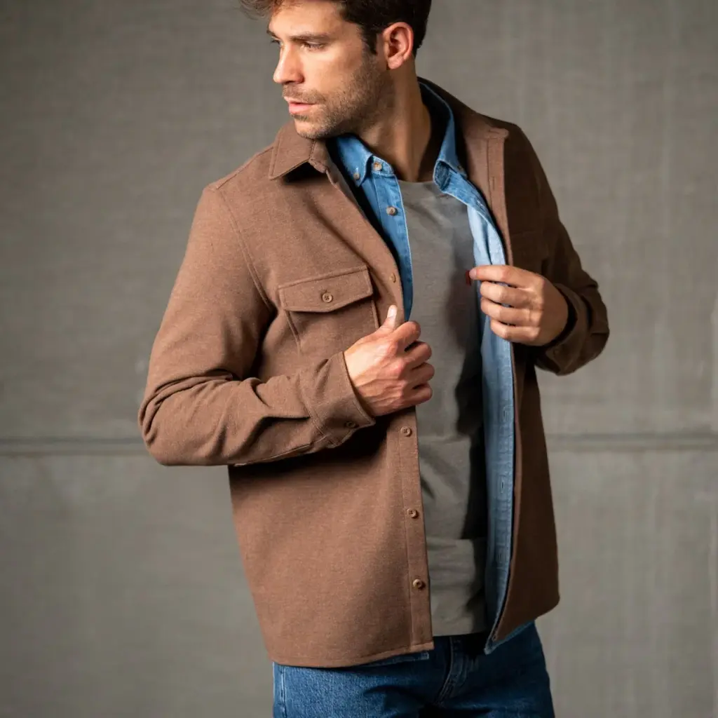 Billybelt - Surchemise Hemdjacke knitterfrei - leaf brown