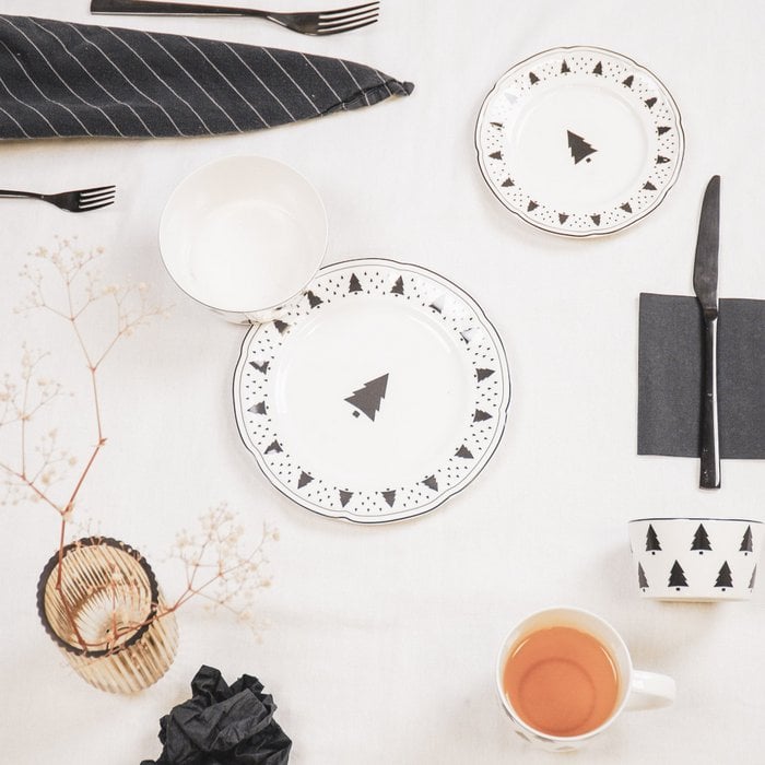 Housevitamin - großer Teller Plate Xmas Tree Newbone China 19,5x19,5x1,2cm