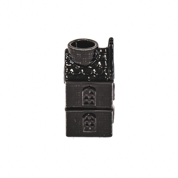 Housevitamin - Candle holder house ceramics black 6x5,5x11cm
