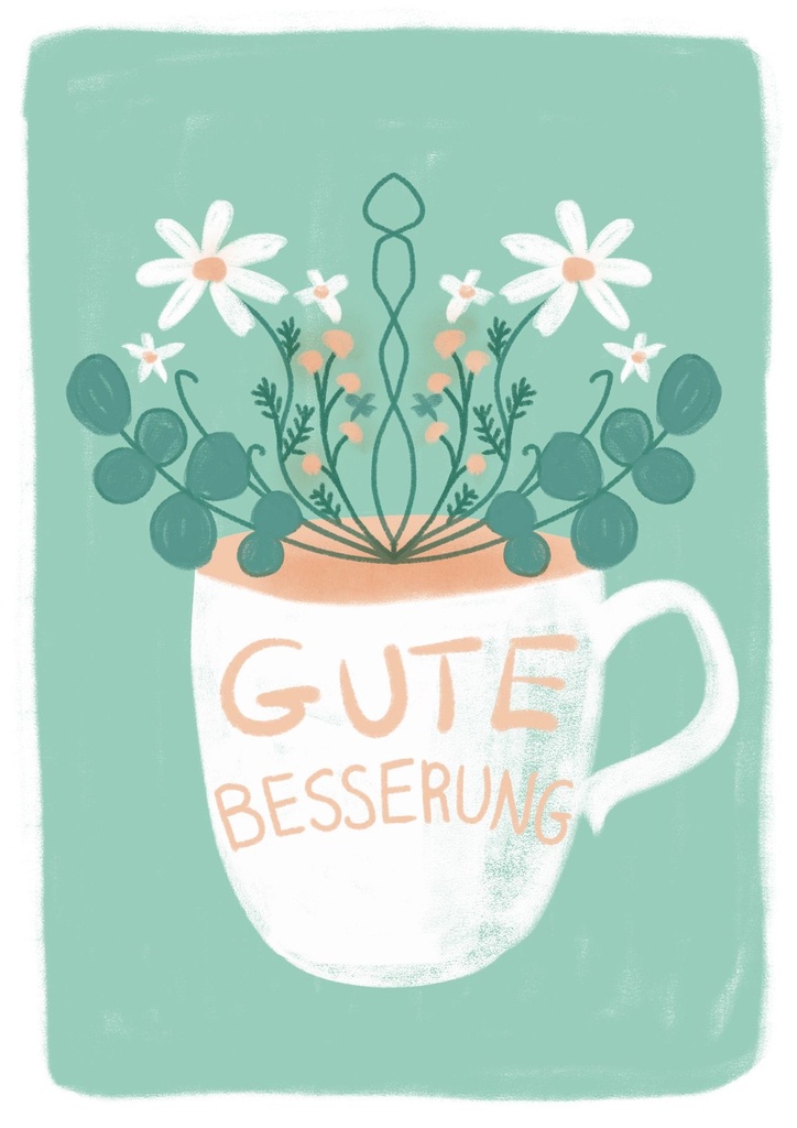 Elena Klein - Postkarte - Tasse Gute Besserung