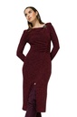 Caroline Biss - enganliegendes Kleid mit Schulterpolstern, Lurex, wine