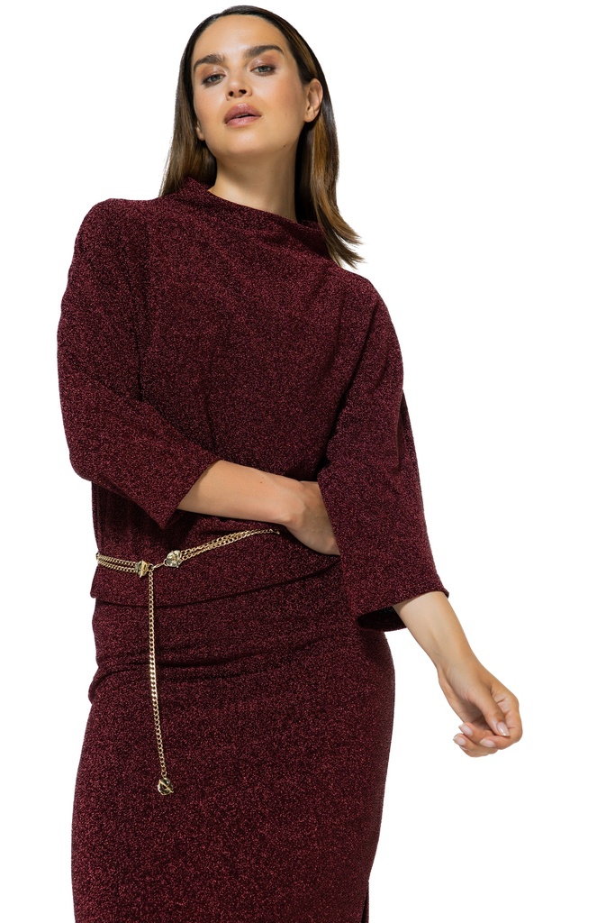 Caroline Biss - enganliegender Rock, Lurex, wine