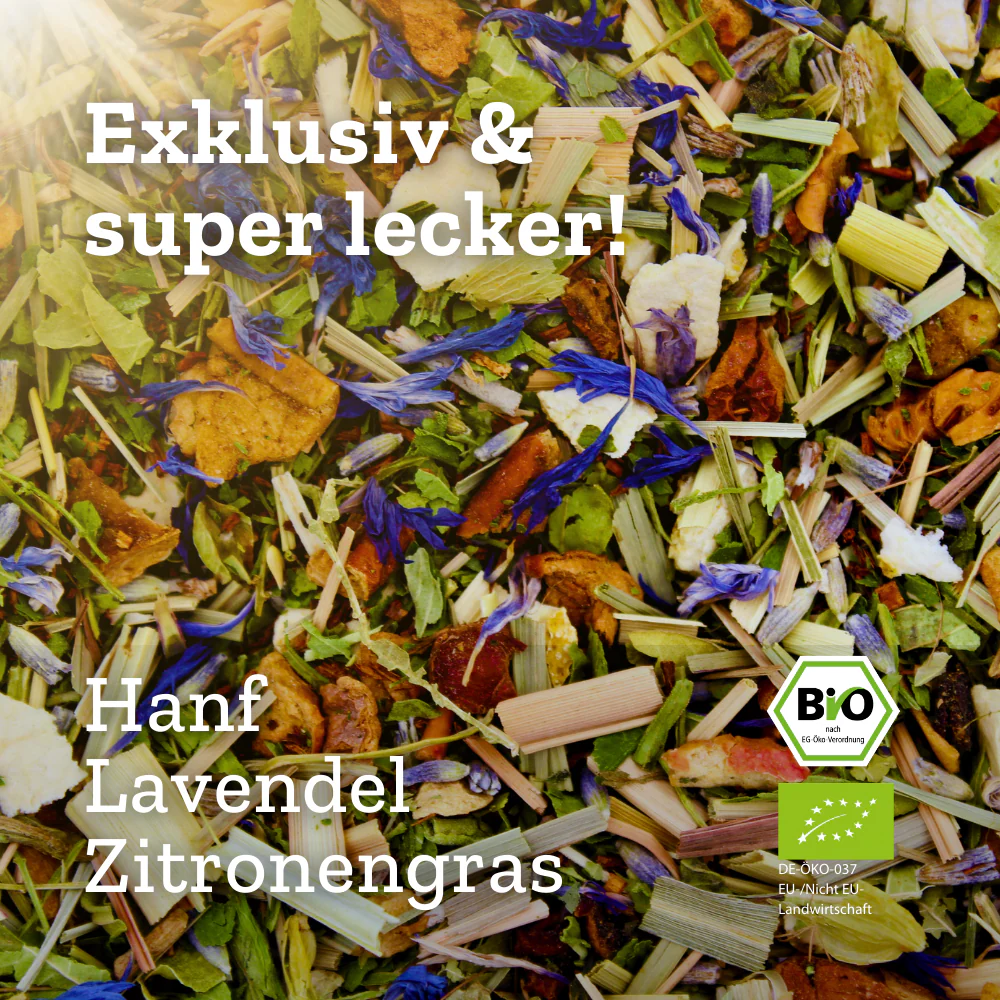 Urban Tea - Sandman - Bio Hanfteemischung mit Orange & Lavendel im Violettglas - 50g