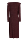 Caroline Biss - Comfortable fitted dress lurex, high split, wine