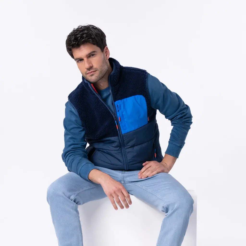 Billybelt - Sherpa Weste ärmellos - 2 material dark blue navy